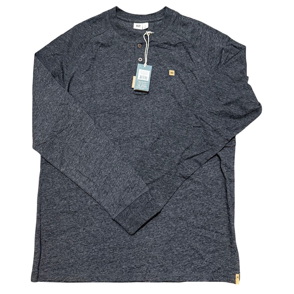 NWT TenTree Hemp Henley Long Sleeve Shirt Men’s Medium Meteorite Black Heather